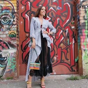 NEW Johanna Ortiz Rio Grande Striped Linen Dress